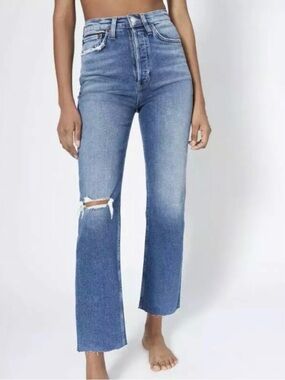 Re/Done 90’s High Rise Ankle Crop Raw Hem Jeans